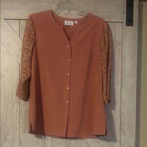D & Co  Rust Top with Lace Sleeves